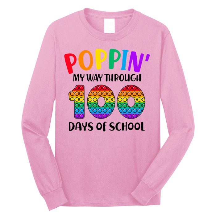 Poppin My Way Through 100 Days Of School Kids 100th Day Pop Long Sleeve Shirt