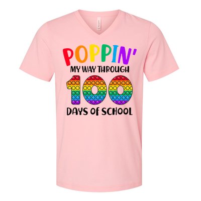 Poppin My Way Through 100 Days Of School Kids 100th Day Pop V-Neck T-Shirt