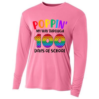 Poppin My Way Through 100 Days Of School Kids 100th Day Pop Cooling Performance Long Sleeve Crew