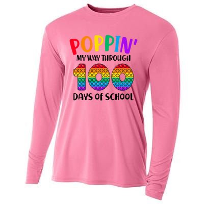 Poppin My Way Through 100 Days Of School Kids 100th Day Pop Cooling Performance Long Sleeve Crew