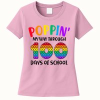 Poppin My Way Through 100 Days Of School Kids 100th Day Pop Womens T-Shirt