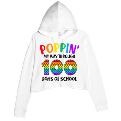 Poppin My Way Through 100 Days Of School Kids 100th Day Pop Crop Fleece Hoodie