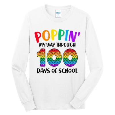Poppin My Way Through 100 Days Of School Kids 100th Day Pop Tall Long Sleeve T-Shirt