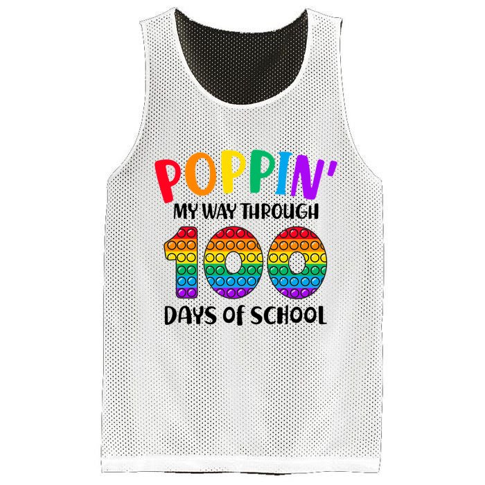 Poppin My Way Through 100 Days Of School Kids 100th Day Pop Mesh Reversible Basketball Jersey Tank