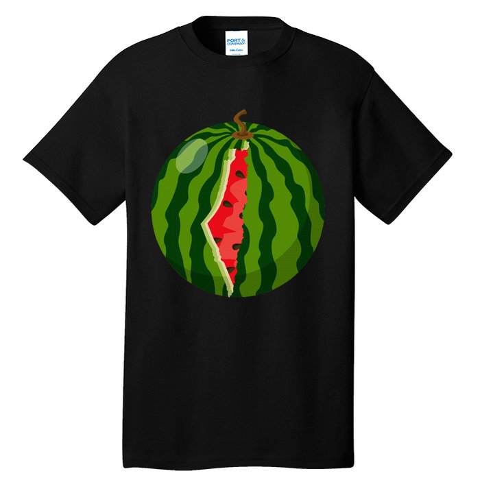 Palestine Map Watermelon Arabic Calligraphy  Tall T-Shirt