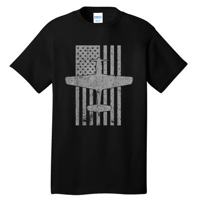 P51 Mustang WWII Fighter Airplane Vintage Flag Tall T-Shirt