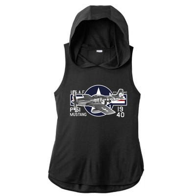 P51 Mustang Ww2 Ladies PosiCharge Tri-Blend Wicking Draft Hoodie Tank