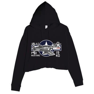 P51 Mustang Ww2 Crop Fleece Hoodie