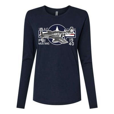 P51 Mustang Ww2 Womens Cotton Relaxed Long Sleeve T-Shirt