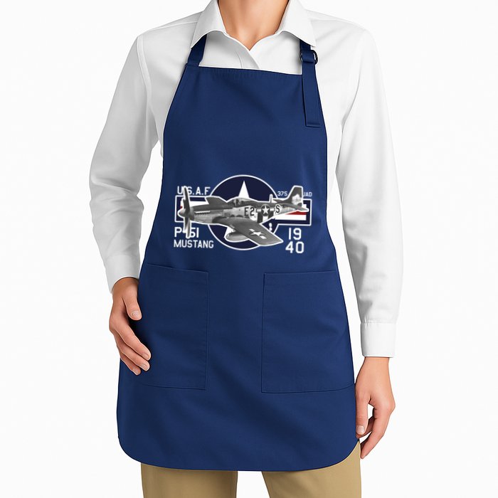 P51 Mustang Ww2 Full-Length Apron With Pockets
