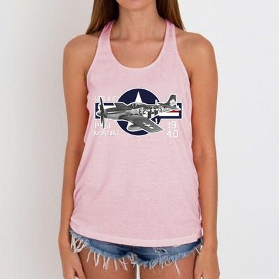 P51 Mustang Ww2 Women's Knotted Racerback Tank