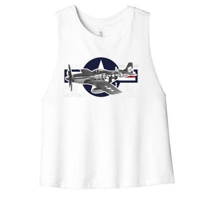 P51 Mustang Ww2 Women's Racerback Cropped Tank