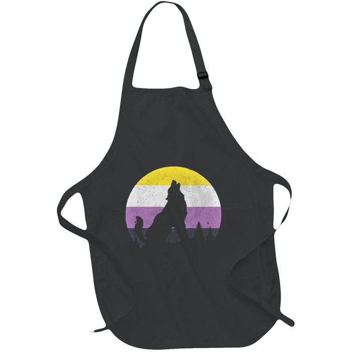 Pride Month Wolf Non Binary Equality Wolf Full-Length Apron With Pockets