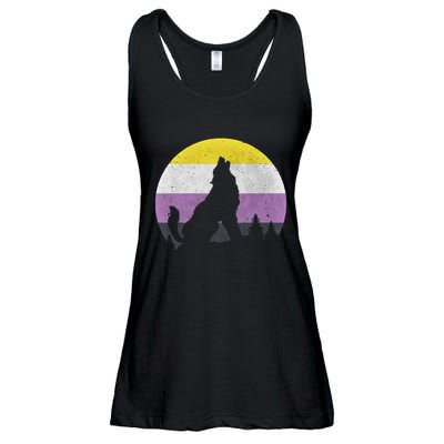 Pride Month Wolf Non Binary Equality Wolf Ladies Essential Flowy Tank