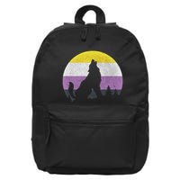 Pride Month Wolf Non Binary Equality Wolf 16 in Basic Backpack