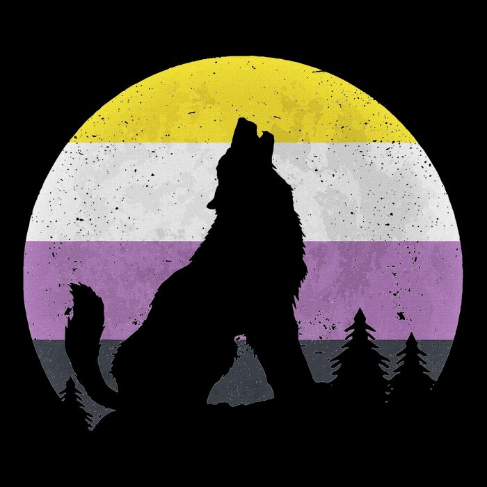 Pride Month Wolf Non Binary Equality Wolf 16 in Basic Backpack
