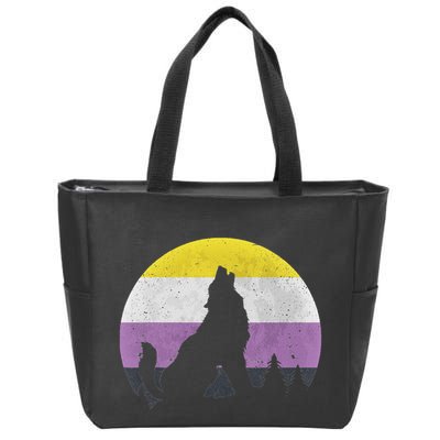 Pride Month Wolf Non Binary Equality Wolf Zip Tote Bag