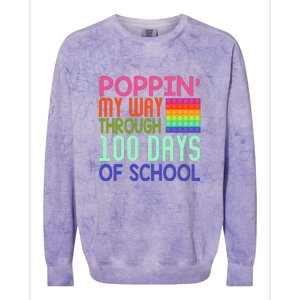 Poppin My Way Through 100 Days Funny 100th Day Of School Kid Colorblast Crewneck Sweatshirt