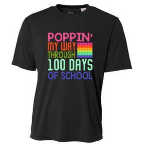 Poppin My Way Through 100 Days Funny 100th Day Of School Kid Cooling Performance Crew T-Shirt