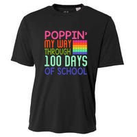 Poppin My Way Through 100 Days Funny 100th Day Of School Kid Cooling Performance Crew T-Shirt