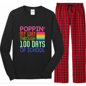 Poppin My Way Through 100 Days Funny 100th Day Of School Kid Long Sleeve Pajama Set