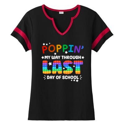 Poppin My Way Through Last Day Of School Ladies Halftime Notch Neck Tee