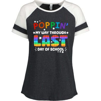 Poppin My Way Through Last Day Of School Enza Ladies Jersey Colorblock Tee