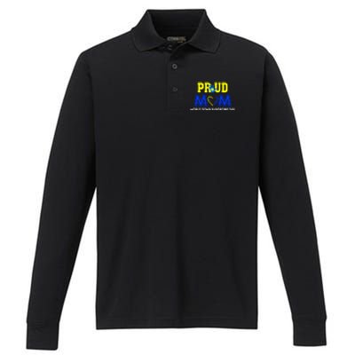 Pround Mom World Down Syndrome Awareness Day Gift Performance Long Sleeve Polo