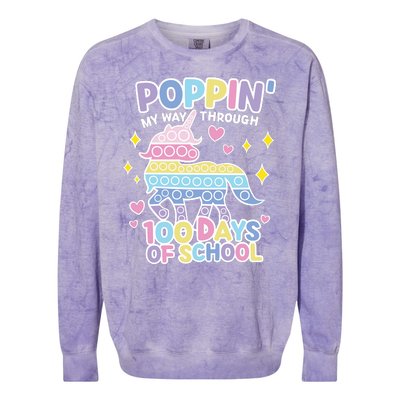 Poppin' My Way Through 100 Days Of School Rainbow Unicorn Fidget Toy Colorblast Crewneck Sweatshirt