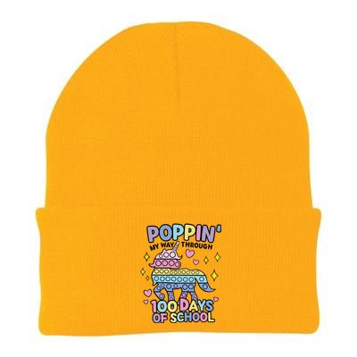 Poppin' My Way Through 100 Days Of School Rainbow Unicorn Fidget Toy Knit Cap Winter Beanie