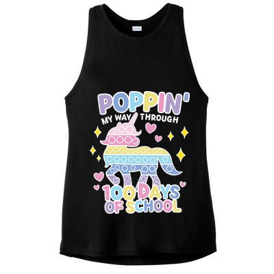 Poppin' My Way Through 100 Days Of School Rainbow Unicorn Fidget Toy Ladies PosiCharge Tri-Blend Wicking Tank