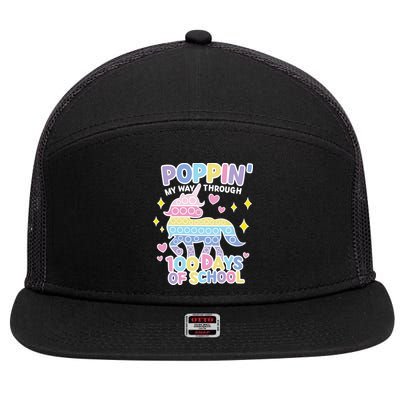 Poppin' My Way Through 100 Days Of School Rainbow Unicorn Fidget Toy 7 Panel Mesh Trucker Snapback Hat