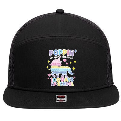 Poppin' My Way Through 100 Days Of School Rainbow Unicorn Fidget Toy 7 Panel Mesh Trucker Snapback Hat