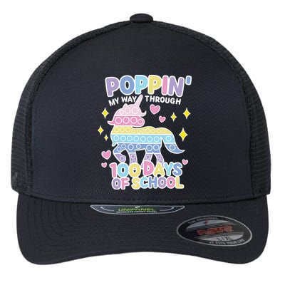 Poppin' My Way Through 100 Days Of School Rainbow Unicorn Fidget Toy Flexfit Unipanel Trucker Cap
