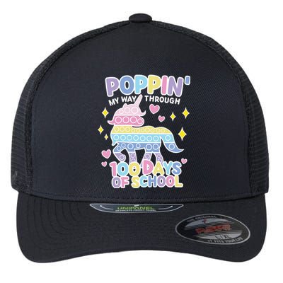 Poppin' My Way Through 100 Days Of School Rainbow Unicorn Fidget Toy Flexfit Unipanel Trucker Cap