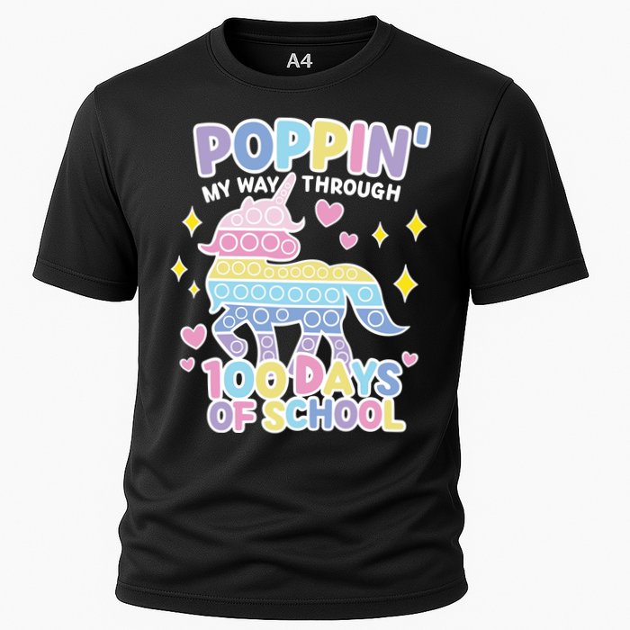 Poppin' My Way Through 100 Days Of School Rainbow Unicorn Fidget Toy Performance Shirt