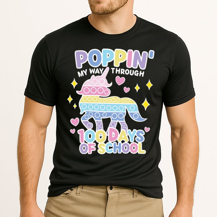 Poppin' My Way Through 100 Days Of School Rainbow Unicorn Fidget Toy Performance Shirt