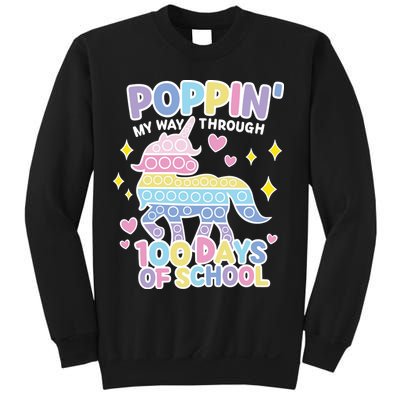 Poppin' My Way Through 100 Days Of School Rainbow Unicorn Fidget Toy Sweatshirt