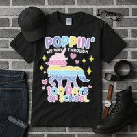 Poppin' My Way Through 100 Days Of School Rainbow Unicorn Fidget Toy Tall T-Shirt