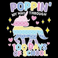 Poppin' My Way Through 100 Days Of School Rainbow Unicorn Fidget Toy Impact Tech Backpack