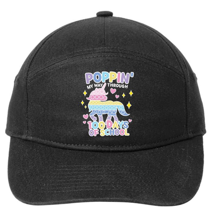 Poppin' My Way Through 100 Days Of School Rainbow Unicorn Fidget Toy 7-Panel Snapback Hat