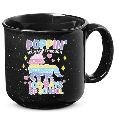 Poppin' My Way Through 100 Days Of School Rainbow Unicorn Fidget Toy 15oz Campfire Ceramic Mug