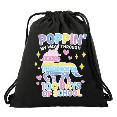Poppin' My Way Through 100 Days Of School Rainbow Unicorn Fidget Toy Drawstring Bag