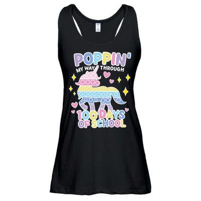 Poppin' My Way Through 100 Days Of School Rainbow Unicorn Fidget Toy Ladies Essential Flowy Tank