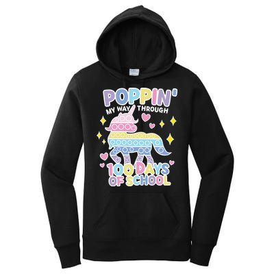 Poppin' My Way Through 100 Days Of School Rainbow Unicorn Fidget Toy Women's Pullover Hoodie