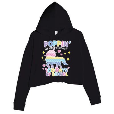 Poppin' My Way Through 100 Days Of School Rainbow Unicorn Fidget Toy Crop Fleece Hoodie