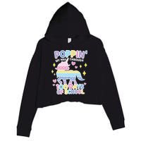 Poppin' My Way Through 100 Days Of School Rainbow Unicorn Fidget Toy Crop Fleece Hoodie