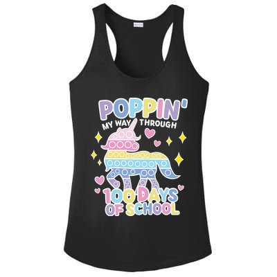 Poppin' My Way Through 100 Days Of School Rainbow Unicorn Fidget Toy Ladies PosiCharge Competitor Racerback Tank