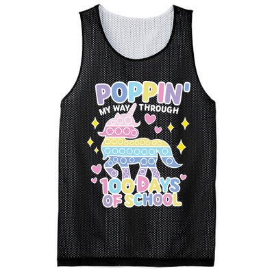 Poppin' My Way Through 100 Days Of School Rainbow Unicorn Fidget Toy Mesh Reversible Basketball Jersey Tank