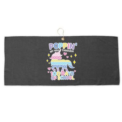 Poppin' My Way Through 100 Days Of School Rainbow Unicorn Fidget Toy Large Microfiber Waffle Golf Towel